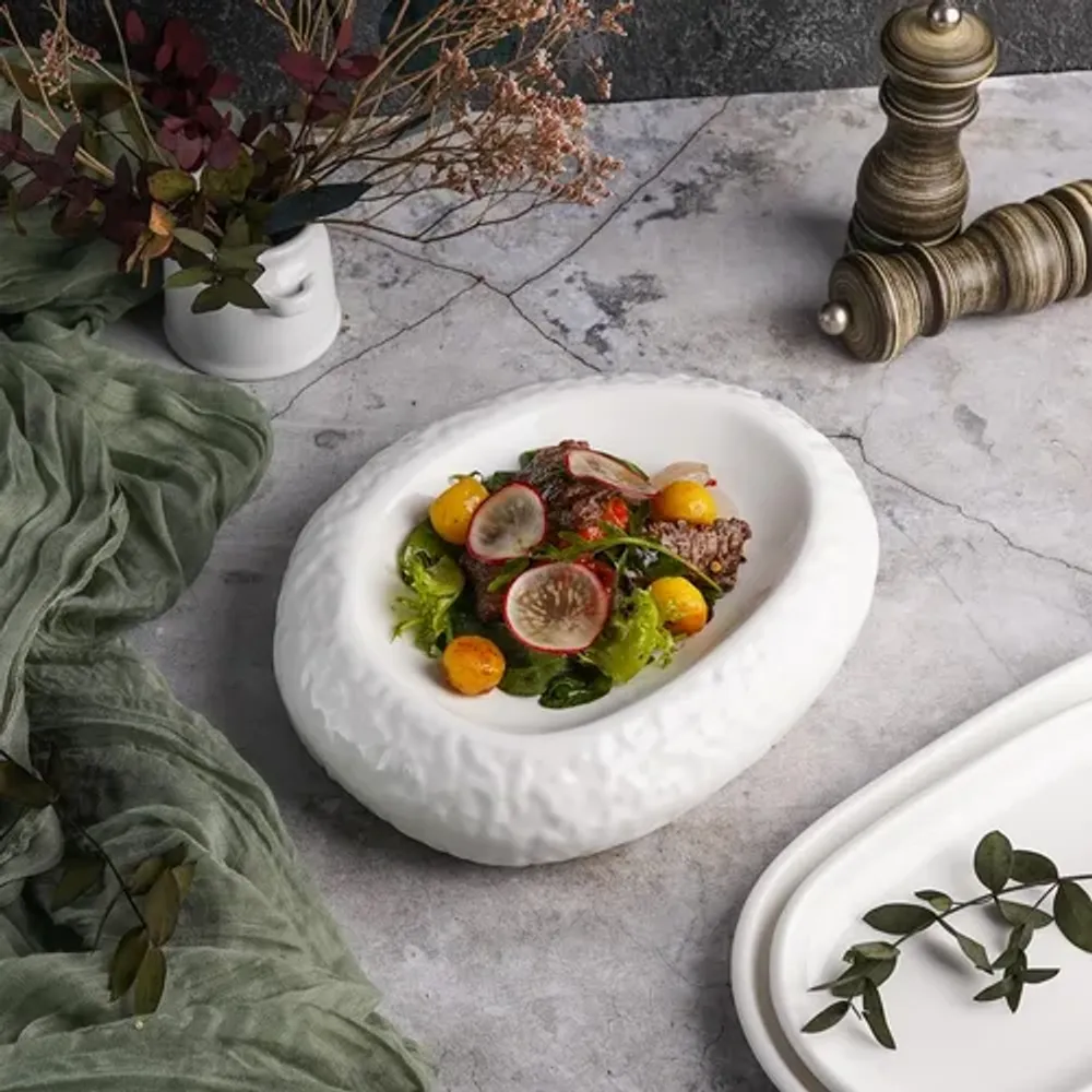 Блюдо овальное для подачи 22,5*18,5 см h5,5 см Organic белое фарфор P.L. Proff Cuisine [3]