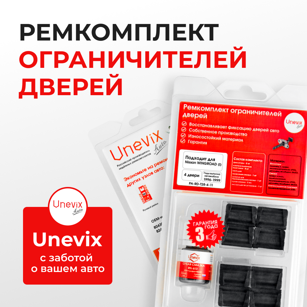 Ремкомплект ограничителей дверей Nissan WINGROAD (I) Y10 (4 двери, тип 28) 1996-1999
