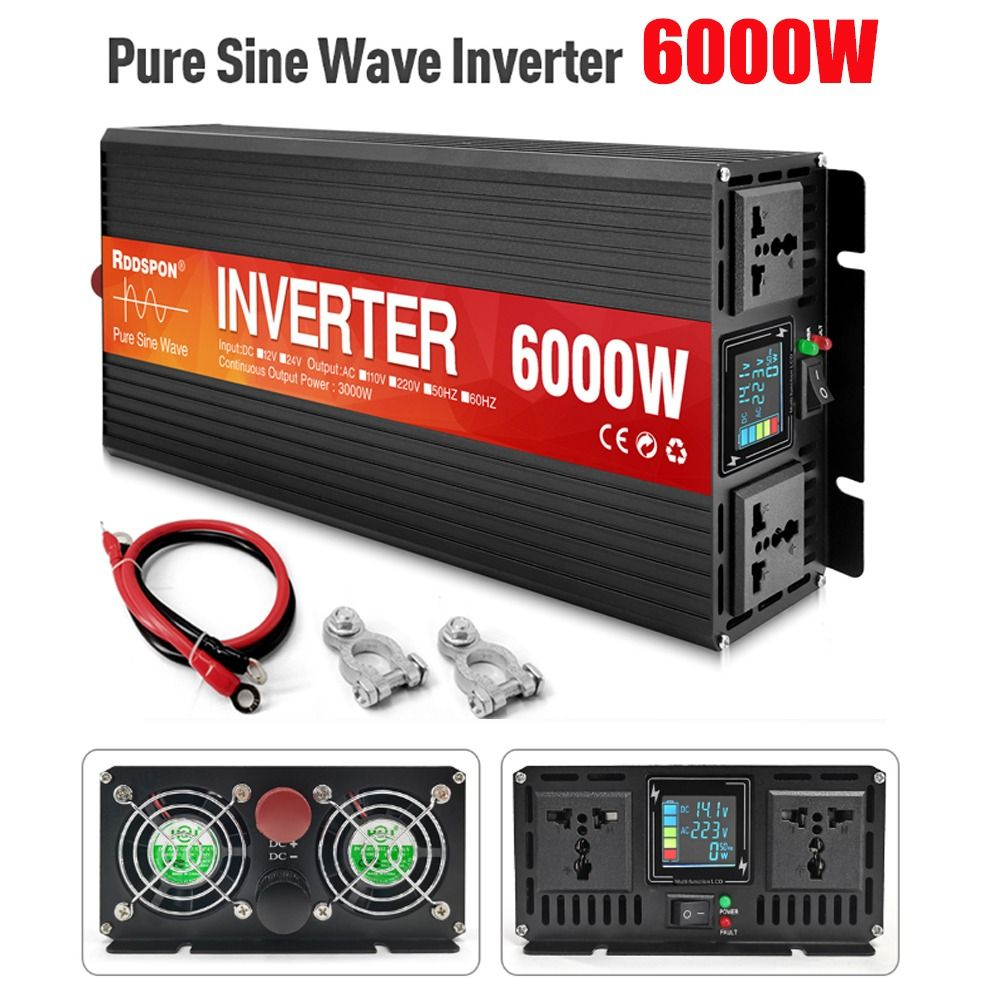 Инвертор 12V-220V 6000W черно-красный RDDSPON