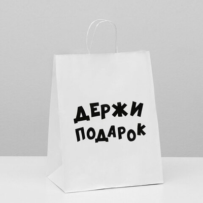 Пакет подарочный Держи подарок 24х10х30 см