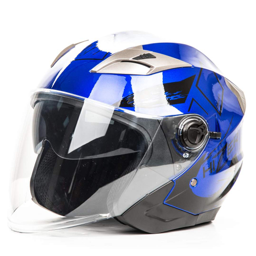 Шлем мото открытый HIZER B208 №3 (XL) blue/black (2 визора)