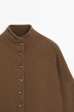 Massimo Dutti Кардиган из шерсти и кашемира, карамельный