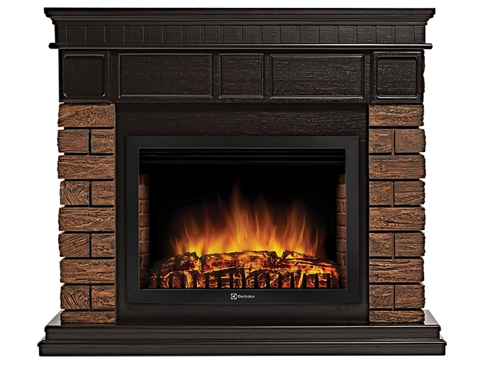 Портал Firelight Bricks Wood 25 камень темный, шпон венге