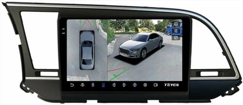 Магнитола для Hyundai Elantra 6 2016-2018 (без штатной КЗВ, рамка тип 1) - Teyes CC3-2K-360 монитор 9.5" 2K QLED на Android 10, Быстрая, CarPlay, 4G SIM-слот, 4 камеры в комплекте