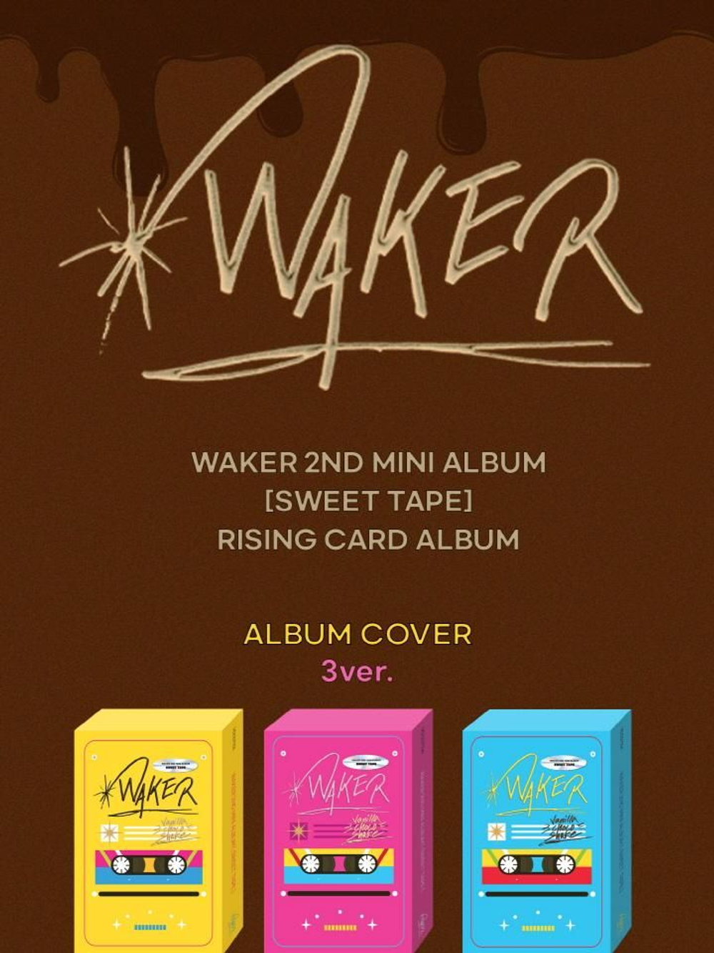 Альбом WAKER - SWEET TAPE 2nd Mini Album RISING CARD ALBUM 3 Version SET