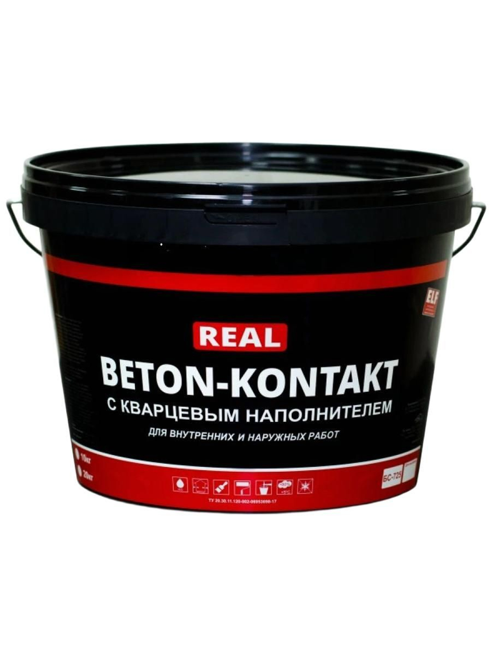 Грунтовка Бетоноконтакт (BETON-KONTAKT) 5 кг с кварцевым наполнит для внутр/наруж работ БС 725 REAL