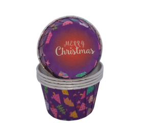 Капсула для капкейка усиленная Merry Christmas фиолетовая 20 шт