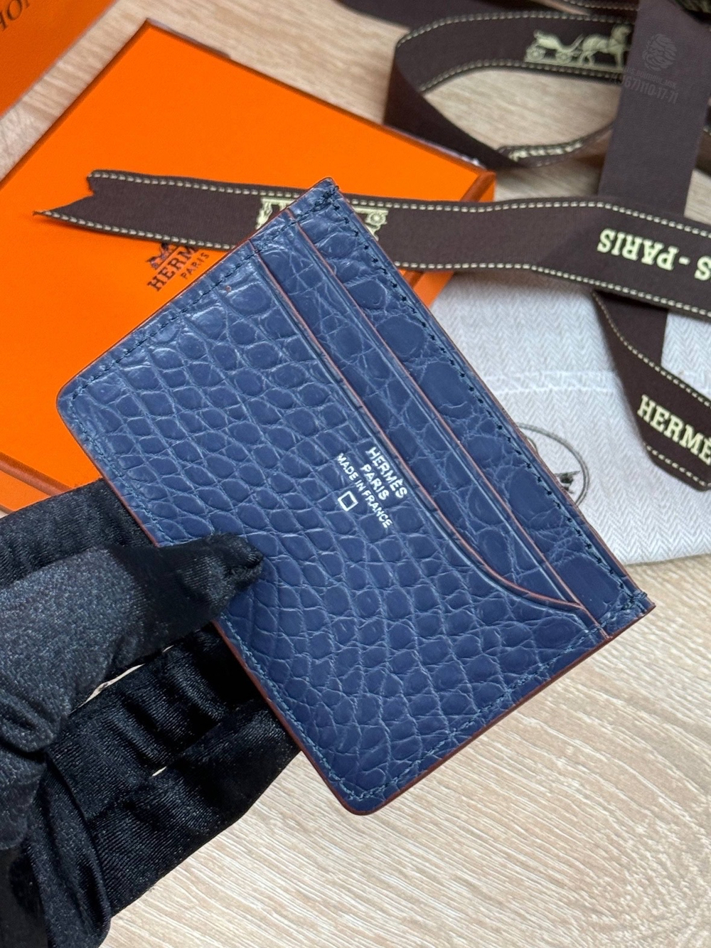 Картхолдер Hermes из кожи крокодила