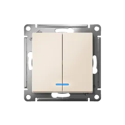 Выключатель двухклавишный с подсветкой Systeme Electric AtlasDesign Бежевый, самозажимные клеммы ATN000253S