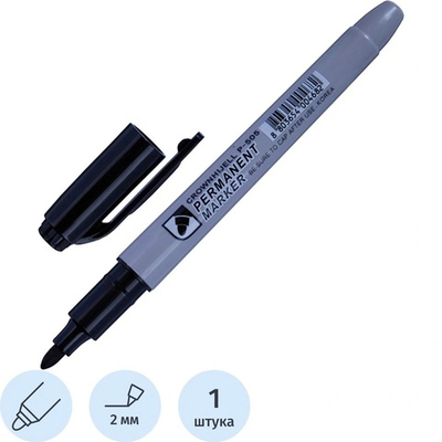 Маркер перманентный Multi Marker Slim 2 мм, черный, пулевидный Crown
