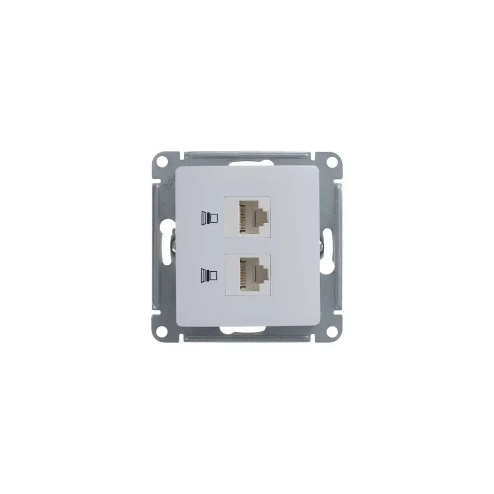 GLOSSA РОЗЕТКА двойная компьютерная RJ45+RJ45 кат. 5e, механизм, БЕЛЫЙ