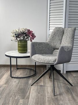 Стул ДАВЕН (DAVEN) 360 град, цвет СЕРЫЙ RIELY-450 / G1038-04 , ткань /ТЕМНО-СЕРЫЙ каркас, ®DISAUR