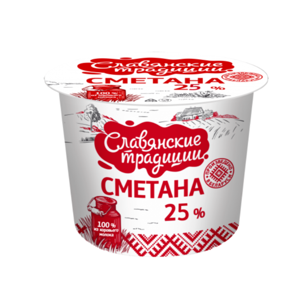 Сметана "Славянские традиции" 25,0%, 380 г
