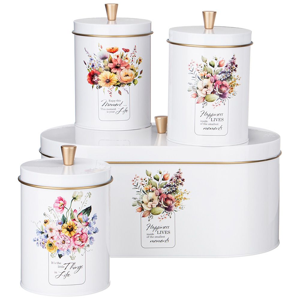 НАБОР AGNESS "FLORAL MOOD" 2В1 ХЛЕБНИЦА 34*20*18 СМ, БАНКА ДЛЯ СЫПУЧИХ 12*17,5 СМ 3 ШТ