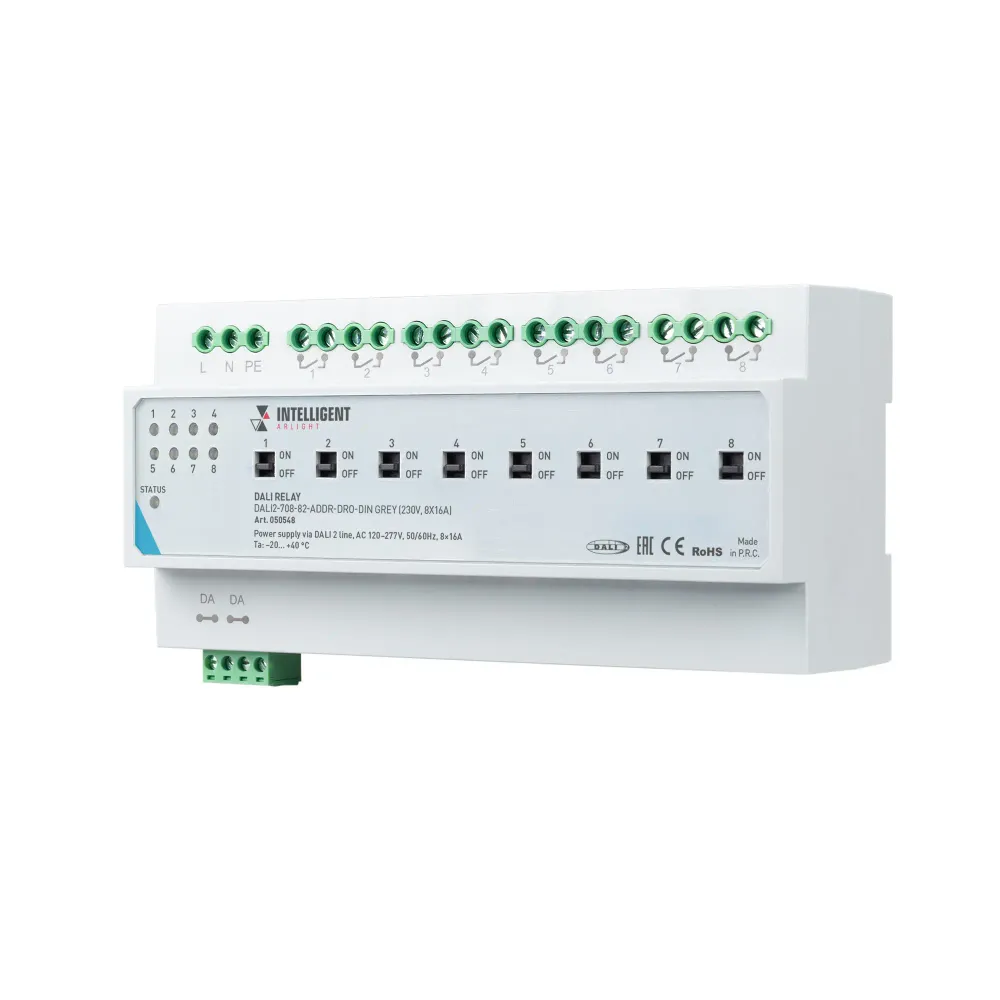 INTELLIGENT ARLIGHT Релейный модуль DALI2-708-82-ADDR-DRO-DIN Grey (230V, 8x16A) (IARL, IP20 Пластик, 3 года) INTELLIGENT ARLIGHT Релейный модуль DALI2-708-82-ADDR-DRO-DIN Grey (230V, 8x16A) (IARL, IP20 Пластик, 3 года)