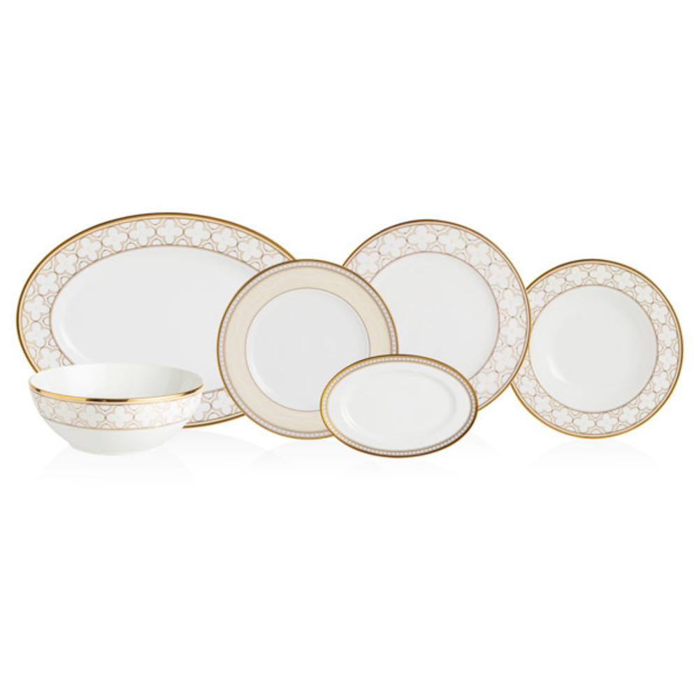 Сервиз столовый на 6 персон 21 предмет Noritake Трефолио, золотой кант