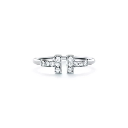 Кольцо из белого золота 18к(750проба) с бриллиантами, Tiffany, коллекция T wire. ✨Exclusive ✨ В наличии