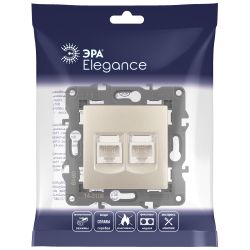 Розетка ЭРА Elegance 14-3108-04 информационная двойная 2хRJ45 IP20 шампань | Эра Elegance