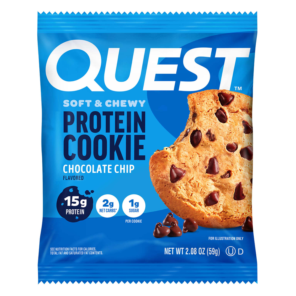 Quest Nutrition, Протеиновое печенье, шоколадная крошка, 4 пакетика, 59 г (2,08 унции)