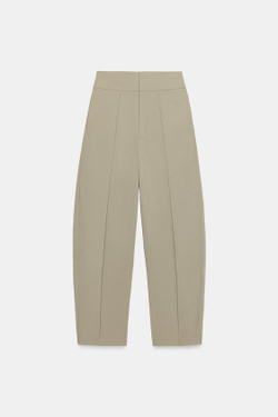 ZARA БРЮКИ BALLOON С ЗАЩИПАМИ, МЯГКИЙ ЗЕЛЕНЫЙ