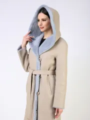 Дубленка зимняя натуральная с капюшоном
