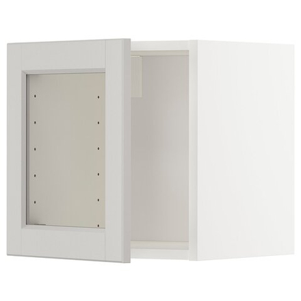 IKEA METOD  (ИКЕА МЕТОД)  -  Настенный шкаф со стеклянной дверцей - белый/Лерхюттан светло-серый 40x40 см