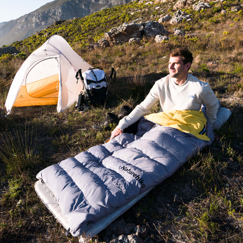 Спальный мешок Naturehike CW400 85*220 см, серый, молния справа (NH18C400-D)
