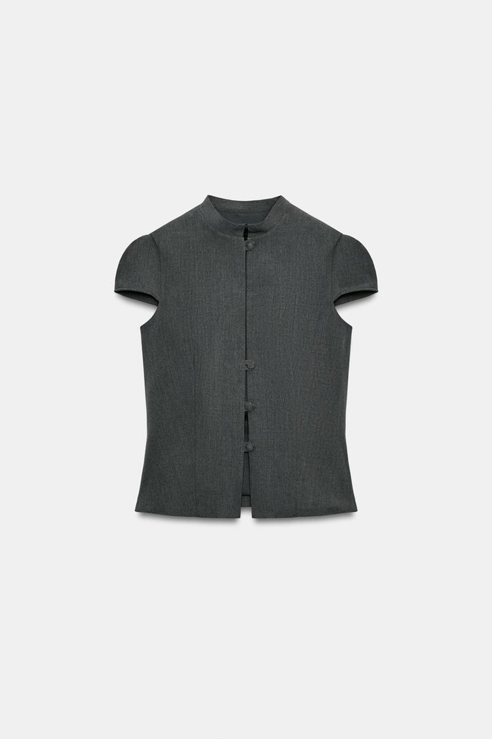 ZARA ТОП В ПОЛОСКУ НА ПУГОВИЦАХ, СЕРЫЙ МЕЛАНЖ