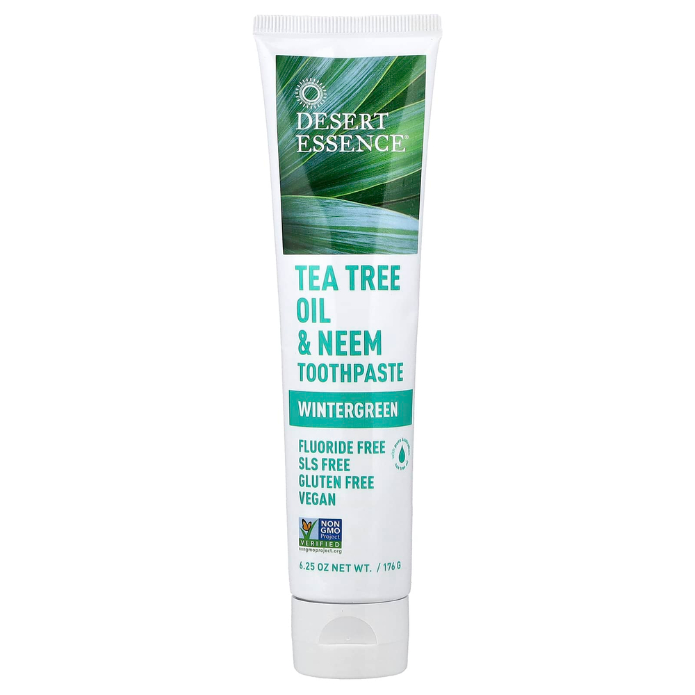 Desert Essence, Зубная паста с маслом чайного дерева, азадихартой индийской и гаультерией, 6,25 унции (176 г)