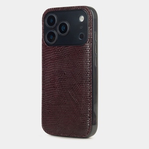 Чехол-накладка для iPhone 17 Pro - кожа ящерицы, бордовый