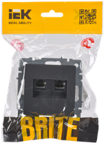 BRITE Розетка двойная RJ11+RJ45 кат.5E РК/Т12-БрГ графит IEK