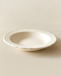ZARA HOME ГЛУБОКАЯ СУПОВАЯ ТАРЕЛККА С РЕЛЬЕФНЫМ КРАЕМ, ЭКРЮ