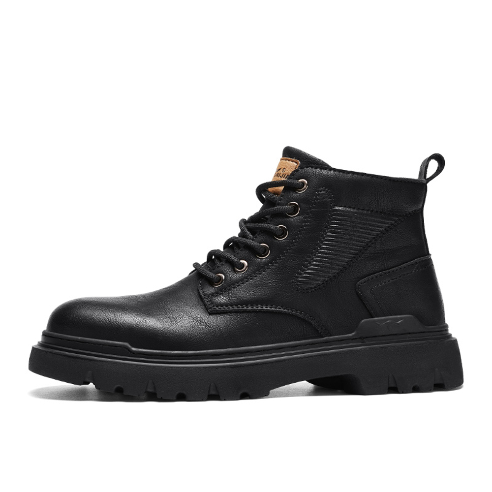 G.N.SHIJIA Cow Split Leather Knee High Combat Boots Men"s