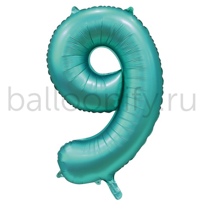 Шар ЦИФРА 9 Сатин Teal 40" 102 см