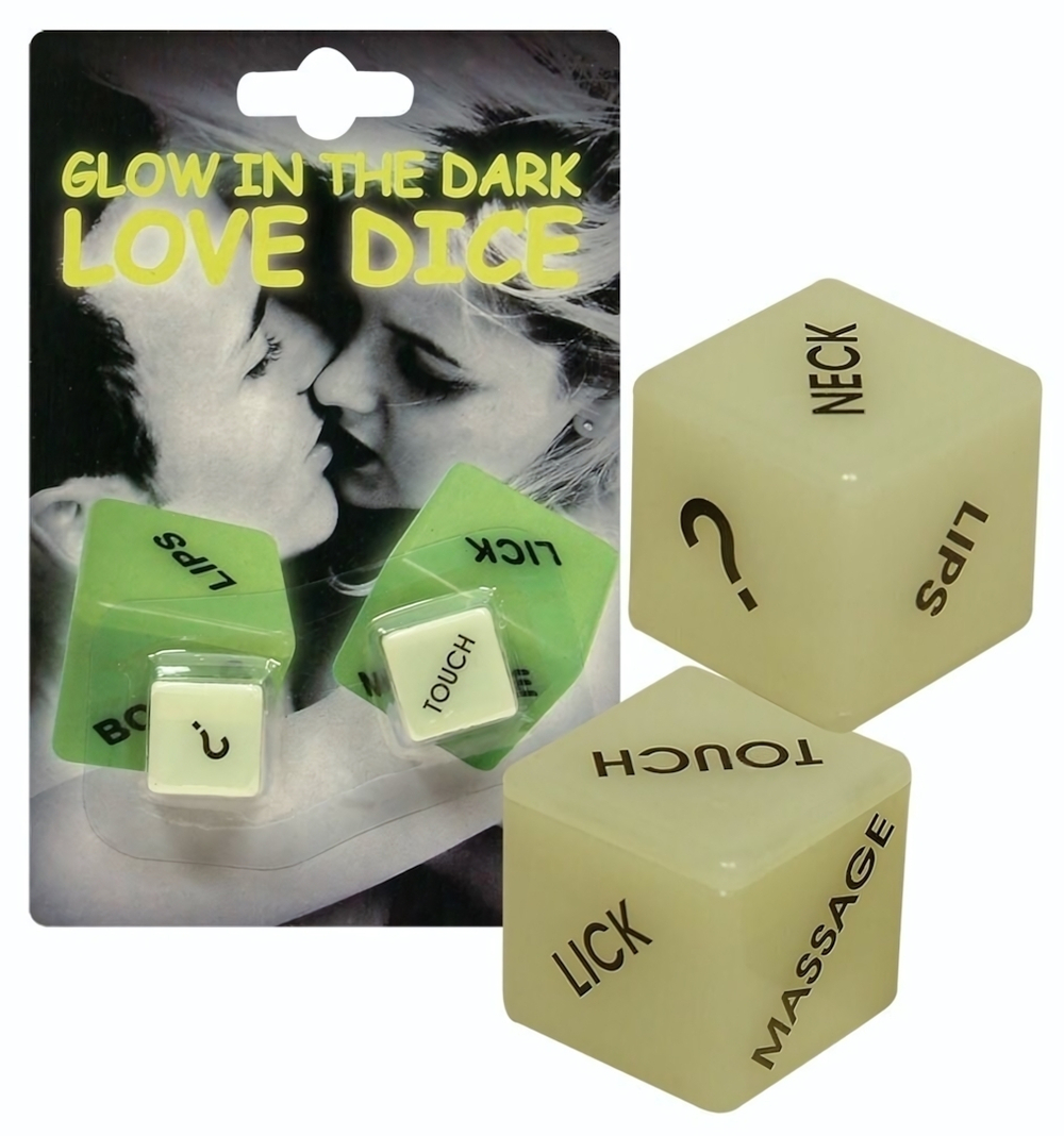 Кубики для любовных игр Glow-in-the-dark с надписями на английском (Цвет: зеленый)