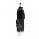 Анальный плаг с лисьим хвостом Black and White Fox Tail от Alive (M)