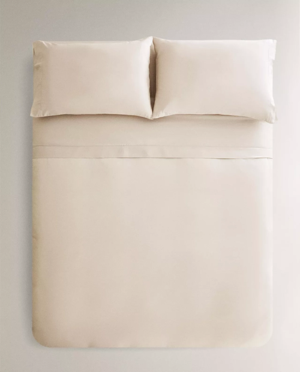 ZARA HOME САТИНОВЫЙ ПОДОДЕЯЛЬНИК, ЭКРЮ
