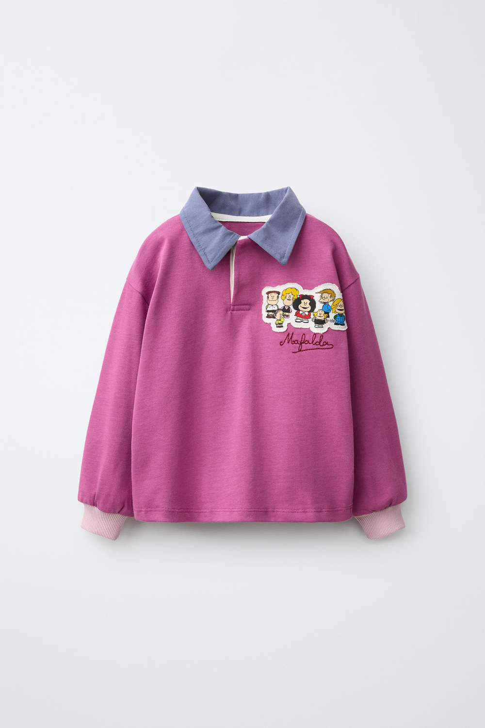 ZARA ПОЛО С НАШИВКОЙ MAFALDA ©, СИРЕНЕВЫЙ