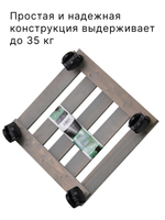 Подставка для цветов, 30х30х7, Флорэль, круглая на колесиках, этажерка, напольное, на подоконник, полка, из массива дерева, серый