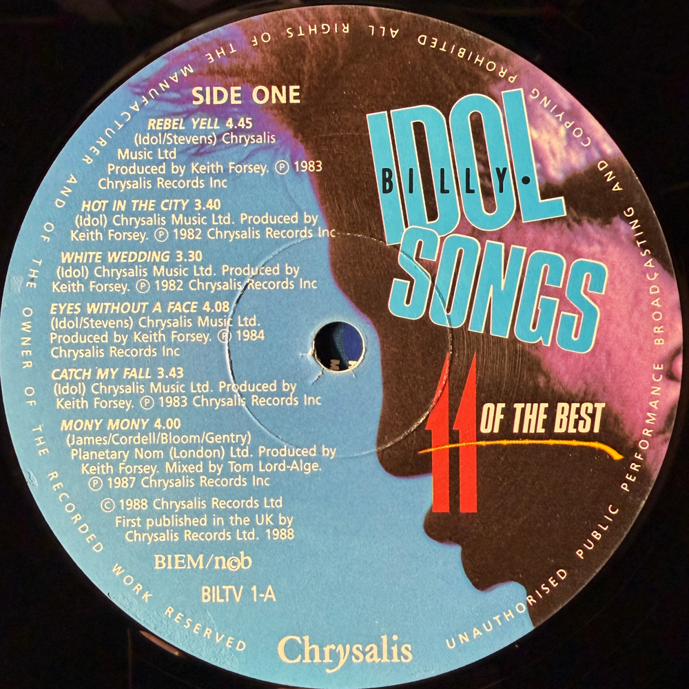 Billy Idol – Idol Songs - 11 Of The Best (Скандинавия 1988 г)