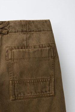 ZARA БРЮКИ RELAXED С ЗАЩИПАМИ, КАРАМЕЛЬНЫЙ
