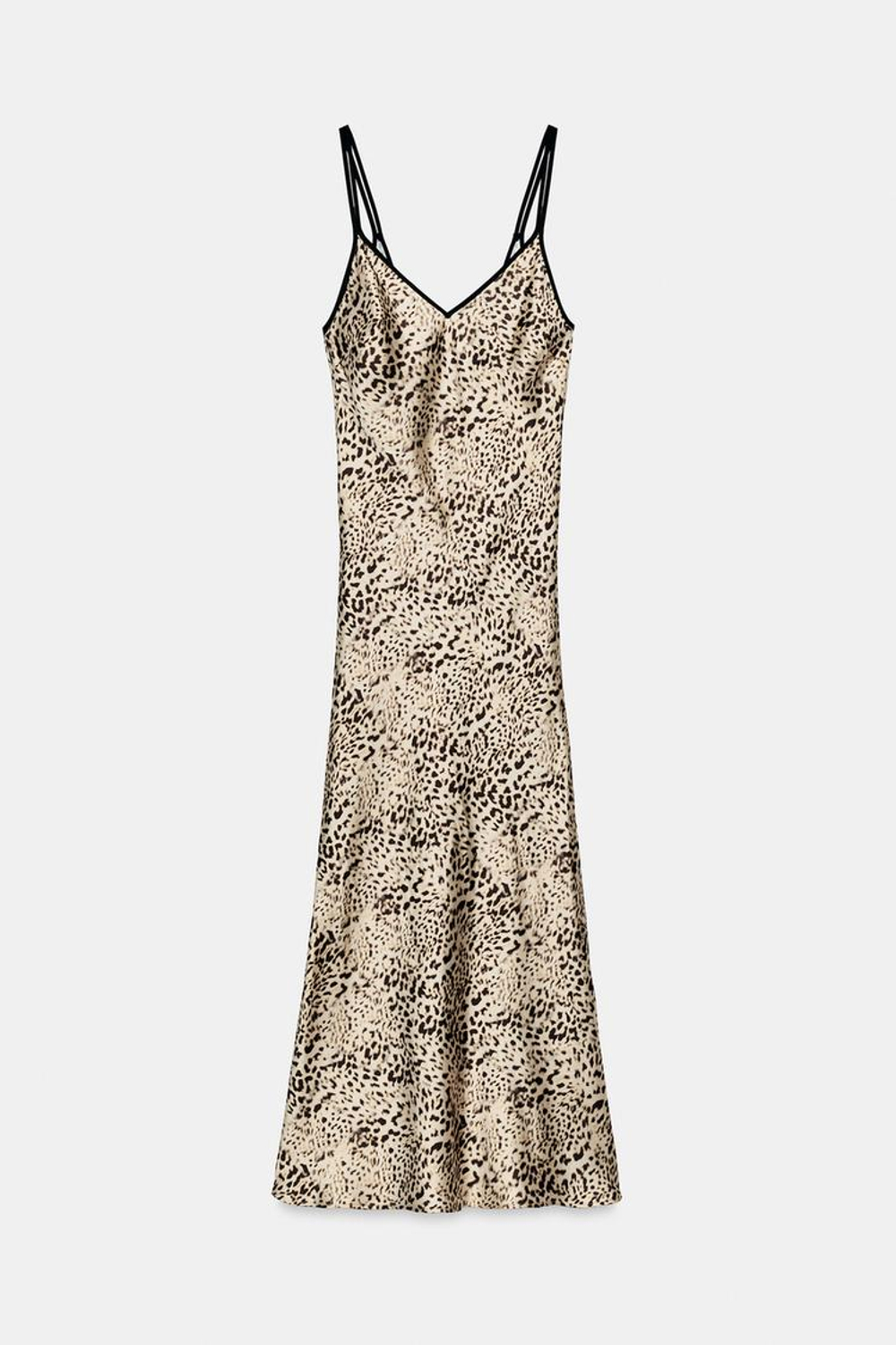 ZARA АТЛАСНОЕ ПЛАТЬЕ МИДИ С КОНТРАСТНОЙ ОТДЕЛКОЙ, РАЗНОЦВЕТНЫЙ