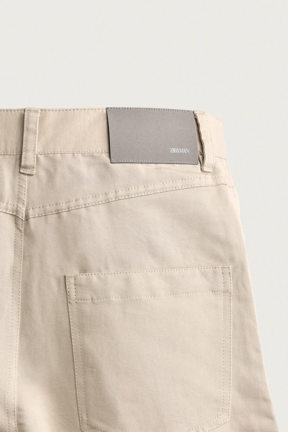 ZARA БРЮКИ RELAXED FIT ИЗ ХЛОПКА И ЛЬНА, БЕЖЕВЫЙ