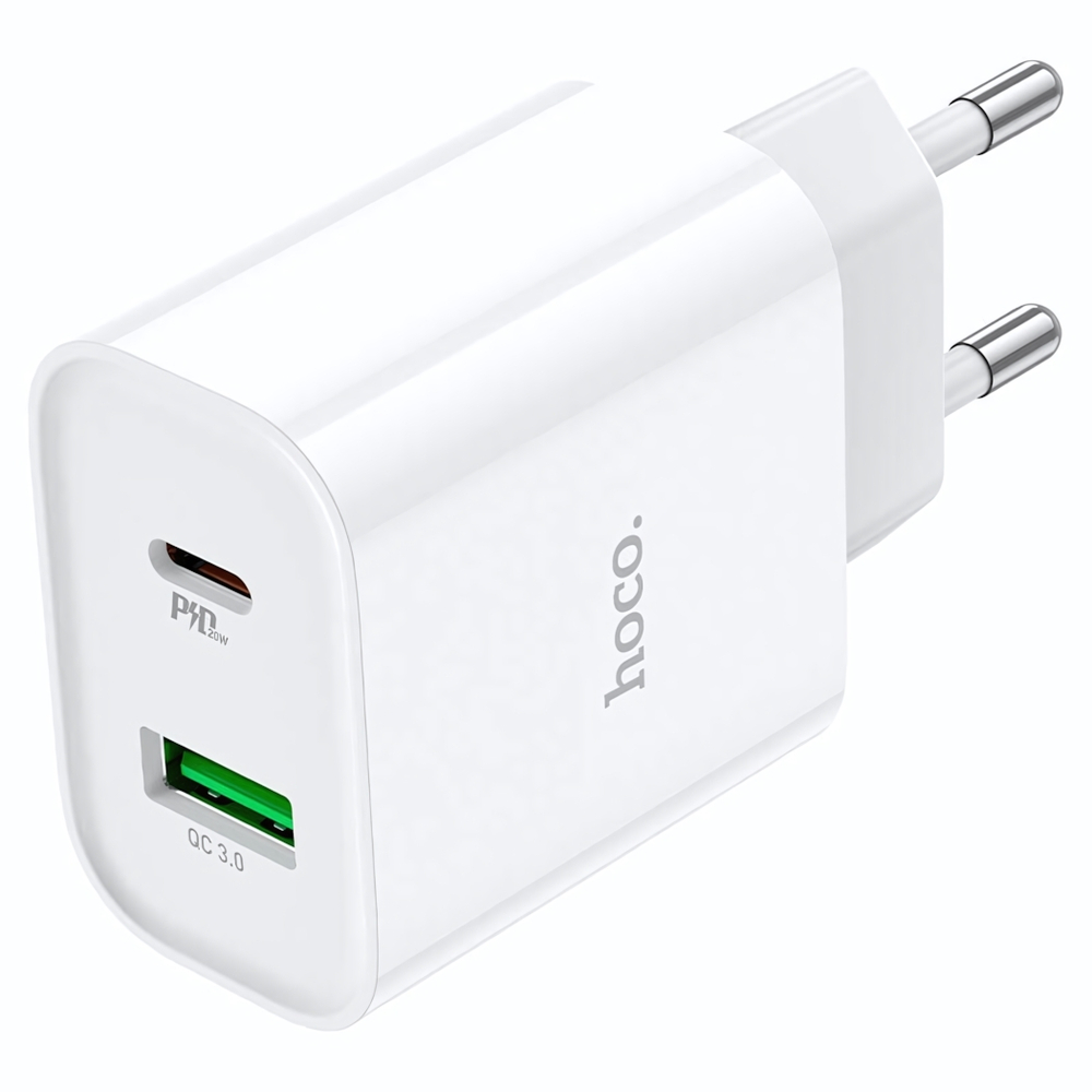Зарядное устройство HOCO C80A Plus PD20W+QC3.0 3A Type-C+USB White