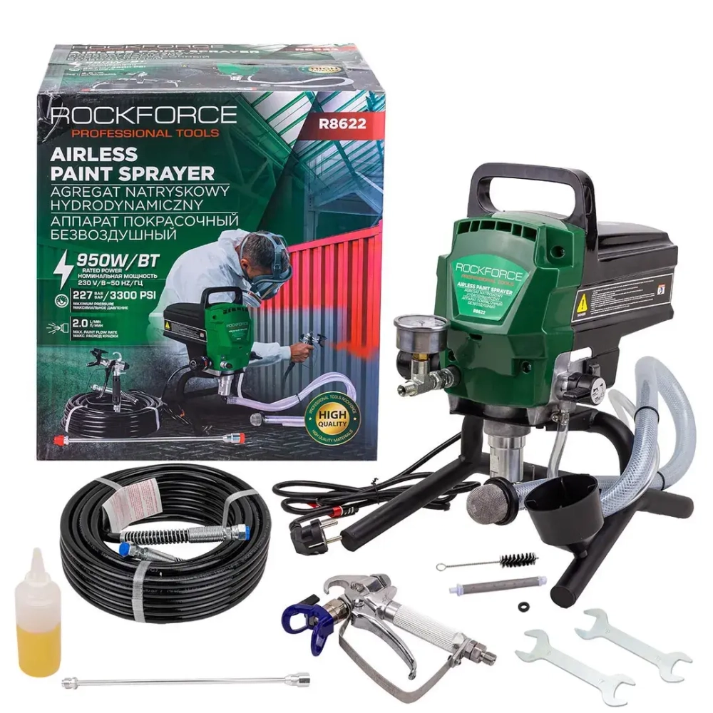 Аппарат покрасочный безвоздушный (230В, 950Вт, макс.расход краски 2л/мин) RockFORCE RF-R8622