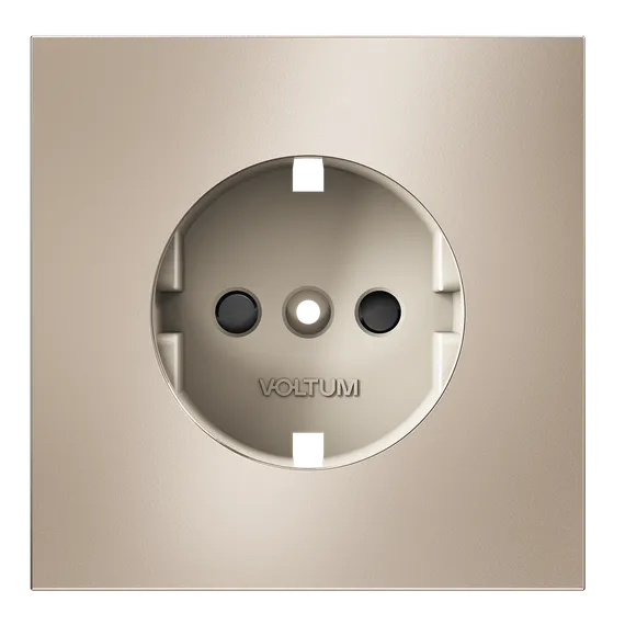 Накладка для розетки с заземлением и защитными шторками Voltum S70 Metal Платина VLSM000710