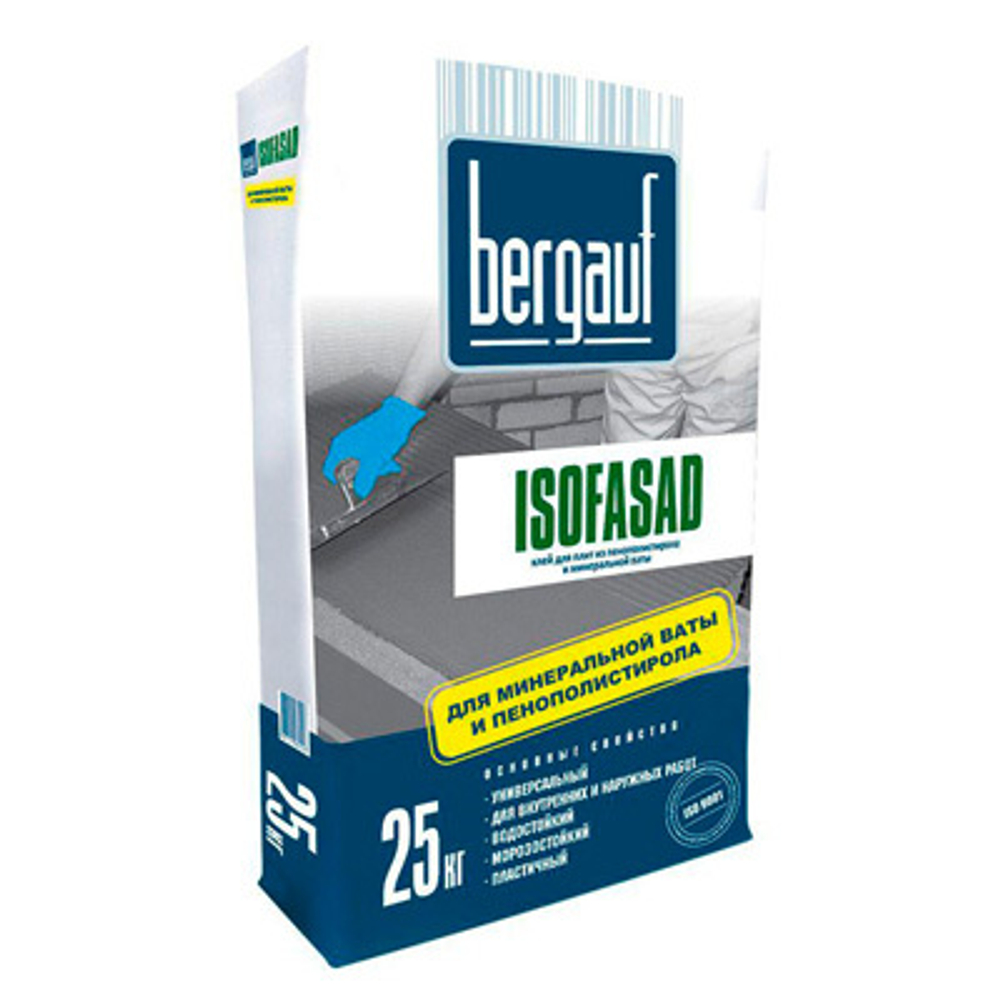 Клей для пенополистирольной и минеральной ваты Bergauf Isofasad 25 кг