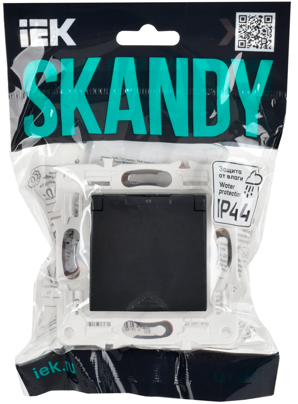 SKANDY Розетка 2-местная с заземлением с защитными шторками 16А в сборе SK-R07T титан IEK