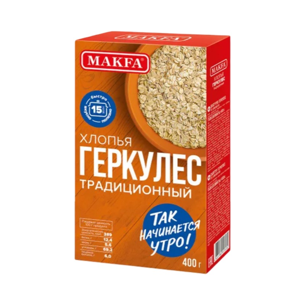 Хлопья Макфа Геркулес традиционный 400г, шт