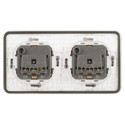 Розетка ЭРА Эксперт 11-2523-01 двойная с заземлением с крышкой 2х2P+E горизонт. IP55 16A-250В СУ белый | Эра Эксперт